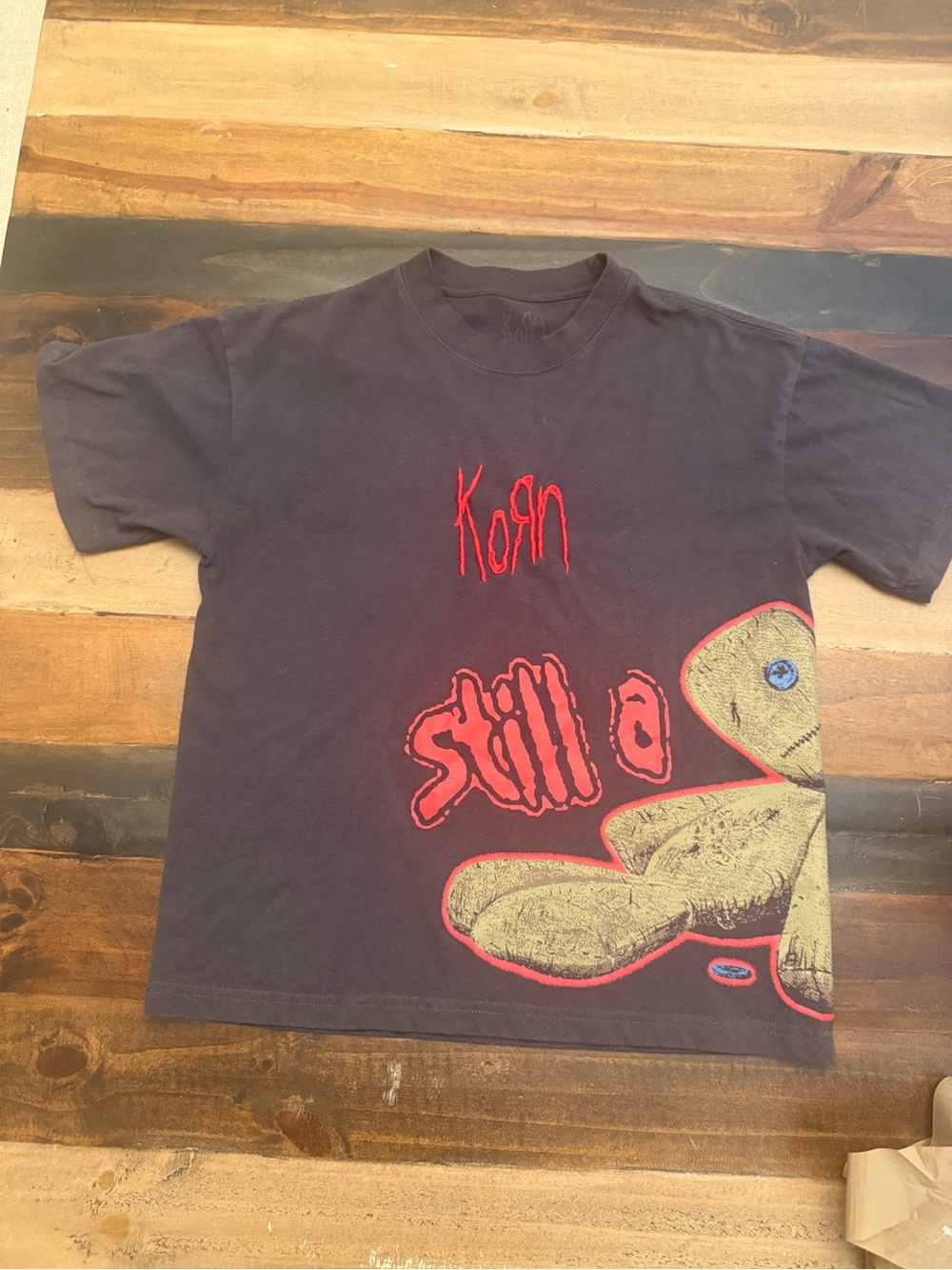 Korn Still A Freak Cropped Graphic Tee Black Shirt Voodoo Doll Size S Y2K Grunge